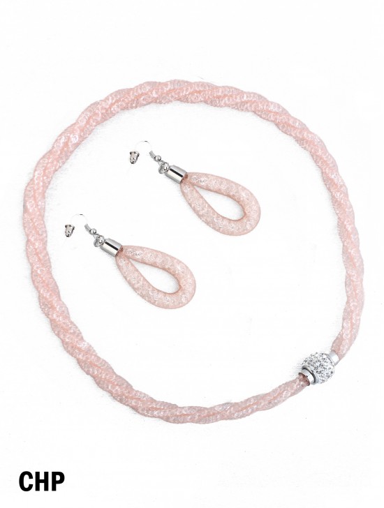 SPARKLE TWIST TUBE NECKLACE & EARRING SET SPARKLE TWIST TUBE NECKLACE & EARRING SET
